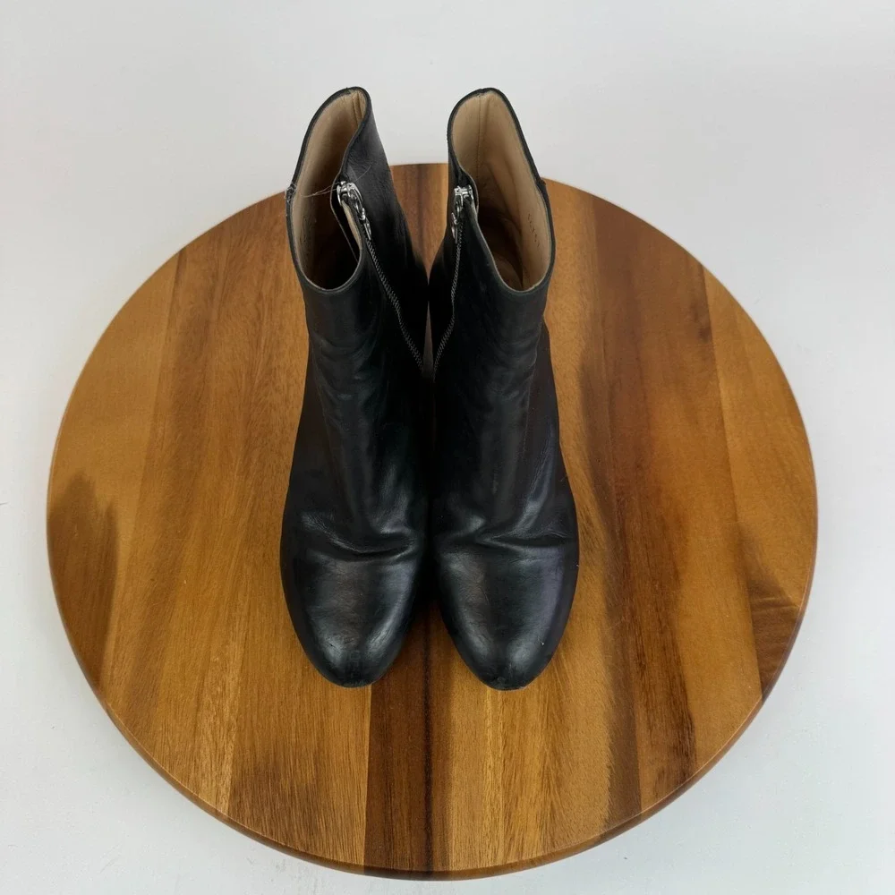 Womens‎ Dries Van Noten Black Lather Heeled Ankle Boots Booties Size 38 US 8 GUC